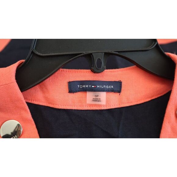 Tommy Hilfiger Petite Sz 0 (XXS) Blue/Pink Colorblocked Linen Shift Dress $109 - Picture 5 of 10